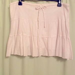 White Tiered Mini Skirt with Drawstring Waist